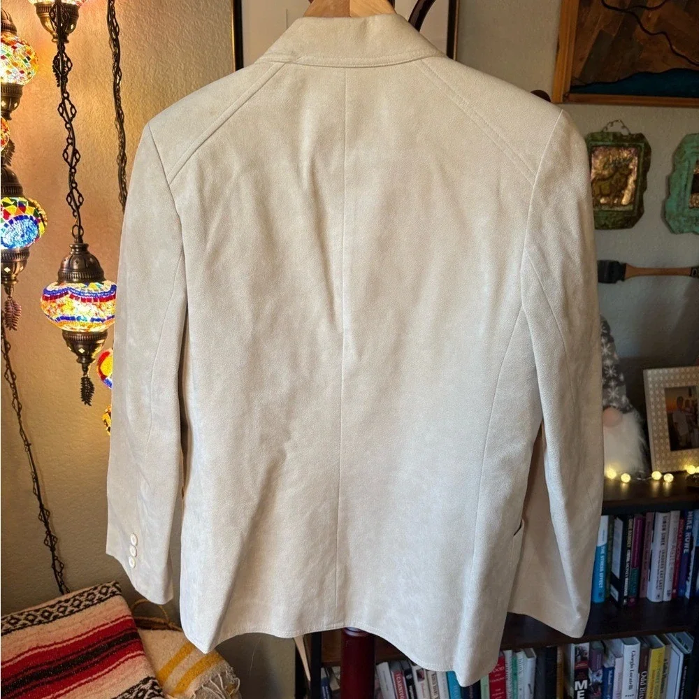 Vintage Ultrasuede Cream Women's Blazer Size 10 Tailored Quiet Luxury Minimalist